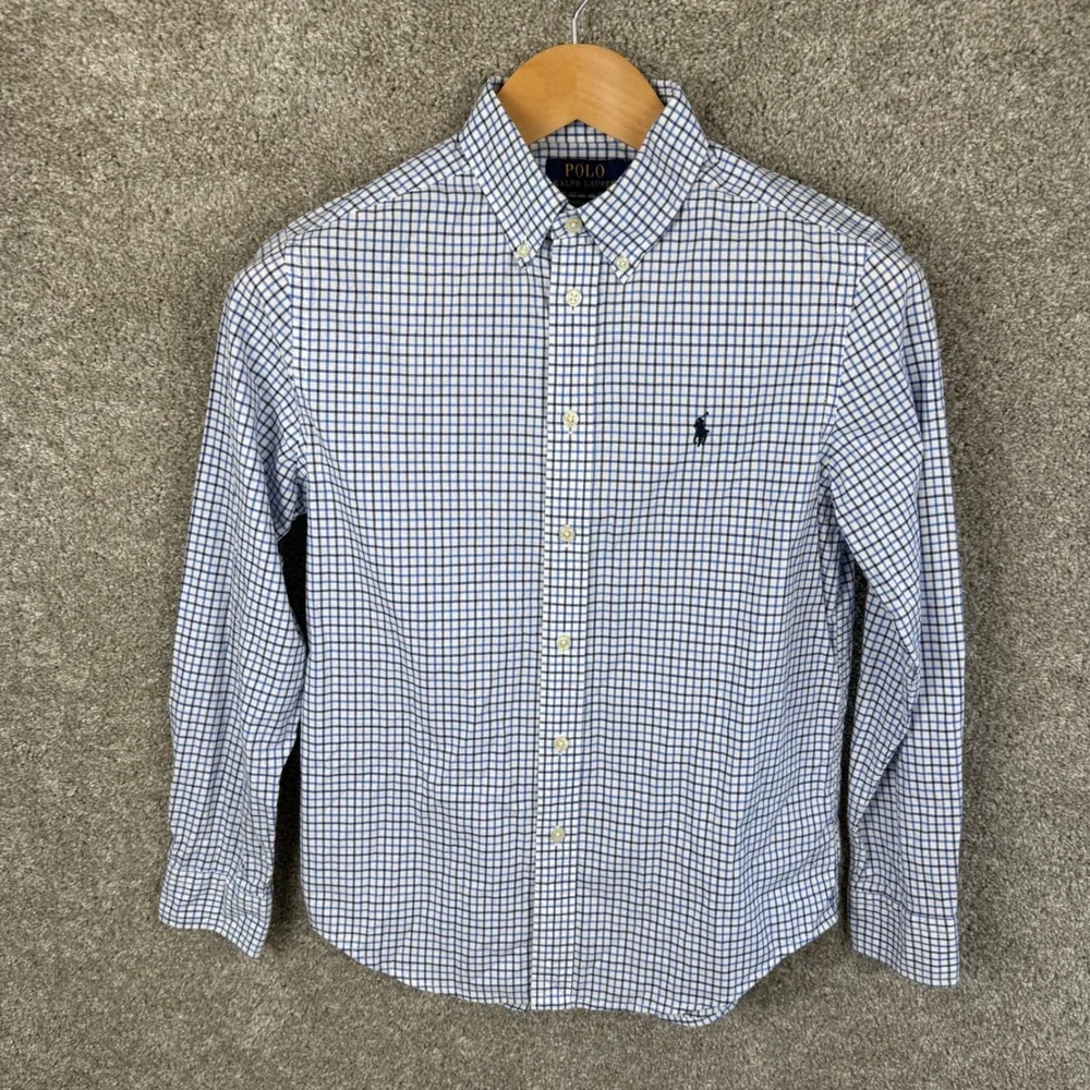 Polo Ralph Lauren Boys Bundle Plaid Button Down Shirts Blue Red Large 14-16